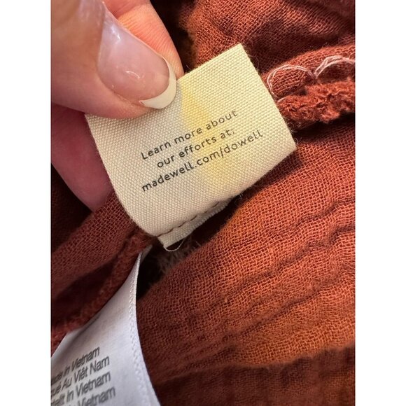 Madewell Wrap Gauze Cotton Side Tie Blouse Embroidered Pink Flowers Size XS - Picture 9 of 10